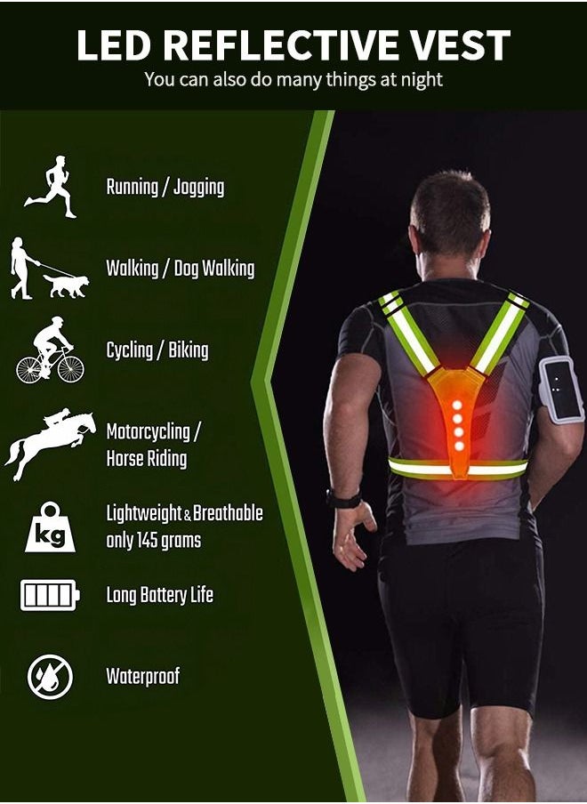 GROIC - LED Reflective Running Vest, Light Up Vest Night Running Gear, Adjustable Safety Gear for Running,Walking Cycling and Walking Dog,Night Light up Vest Safety Gear - Image 1