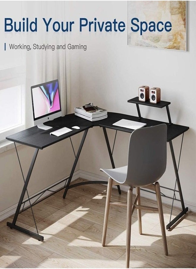 fashionhome - L Shape Gaming Table Computer Desk with Large Monitor Stand Sturdy Writing Workstation 258 x 46 x 74 cm - Image 1