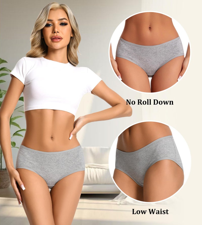 dmuveo Womens Underwear Cotton Hipster Full Coverage Panties Laides Low Rise Briefs 6 Pack Plus Size 8, X-Large - Image 5