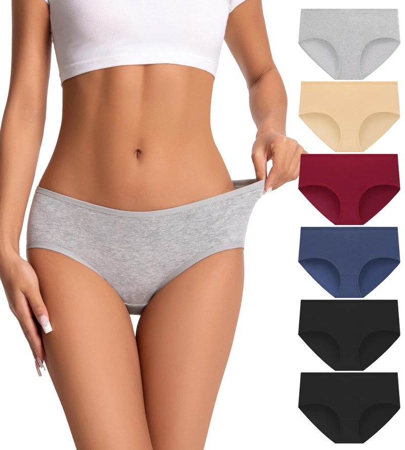 dmuveo Womens Underwear Cotton Hipster Full Coverage Panties Laides Low Rise Briefs 6 Pack Plus Size 8, X-Large - Image 1