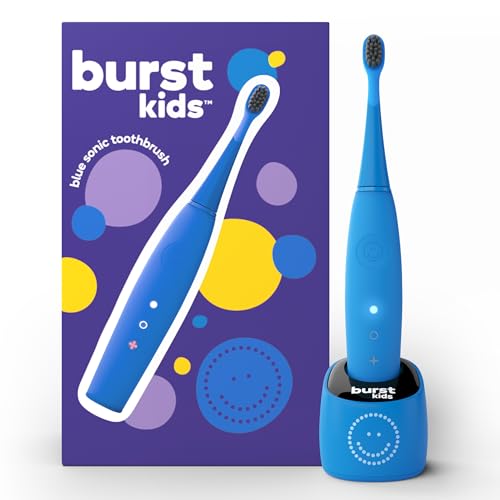 Burst Kids & Toddlers Electric Toothbrush (Blue) | Soft Bristles | Two Minute Timer | Rechargeable Battery | Easy-Grip Silicone Handle | 2 Modes for Healthy Smiles | Ages 3+ - Image 1