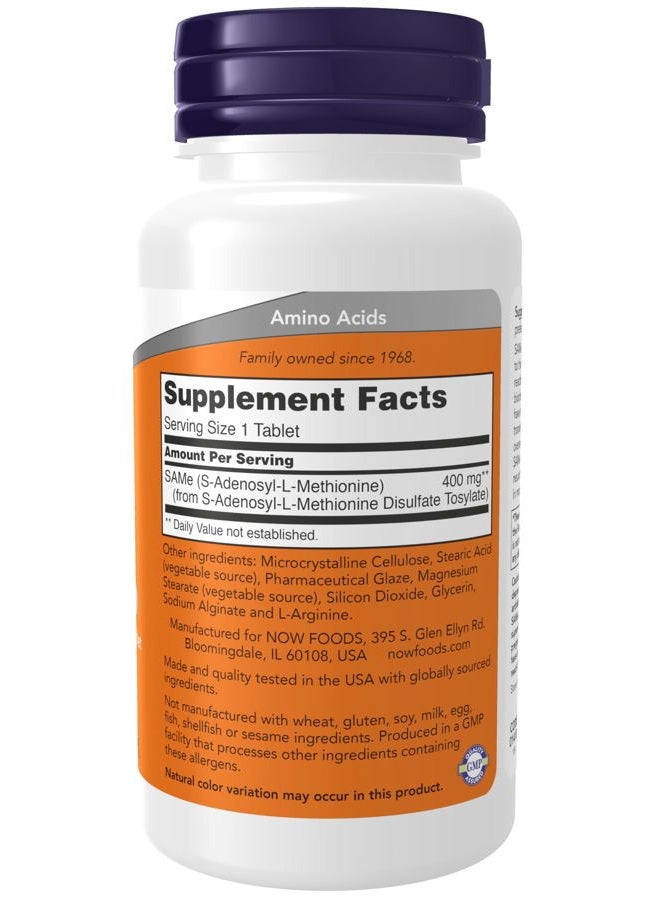 now Supplements, SAMe (S-Adenosyl-L-Methionine) 400 mg, Nervous System Support*, 60 Tablets - Image 2