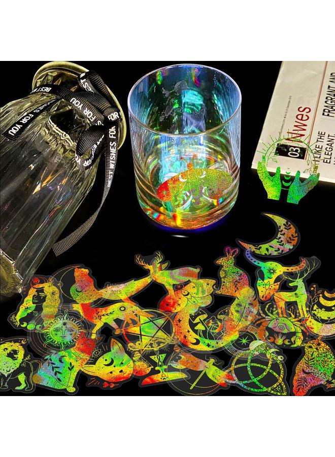 Bluejw Selling 100 Transparent Gold Laser Magic Series PET Stickers Laser Gold Flash Special-shaped Hand Account Material - Image 5