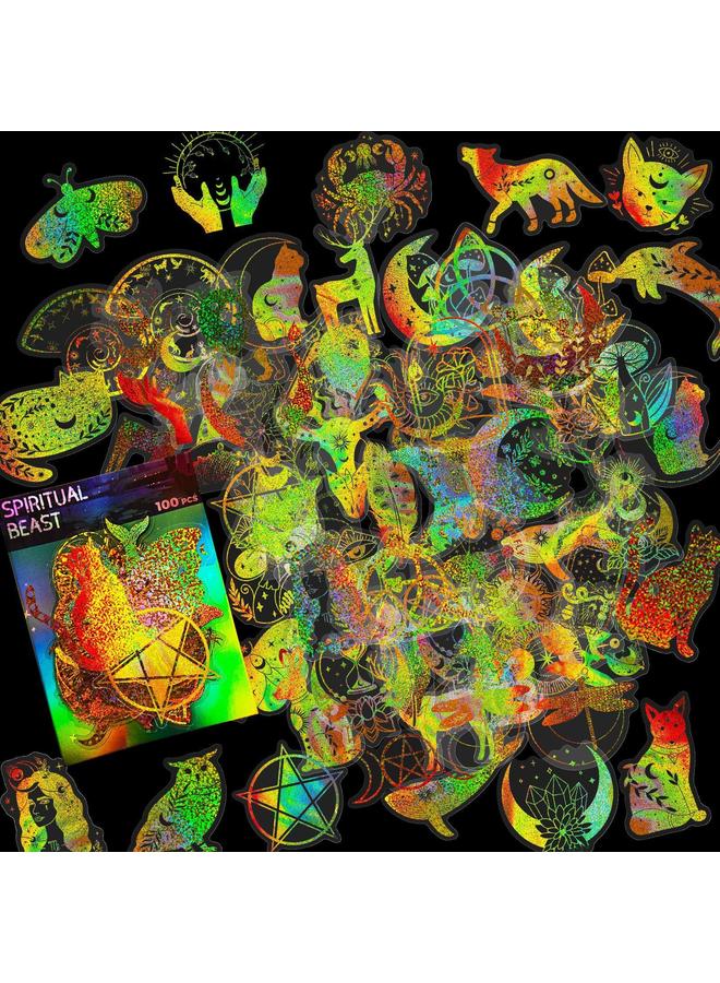 Bluejw Selling 100 Transparent Gold Laser Magic Series PET Stickers Laser Gold Flash Special-shaped Hand Account Material - Image 3