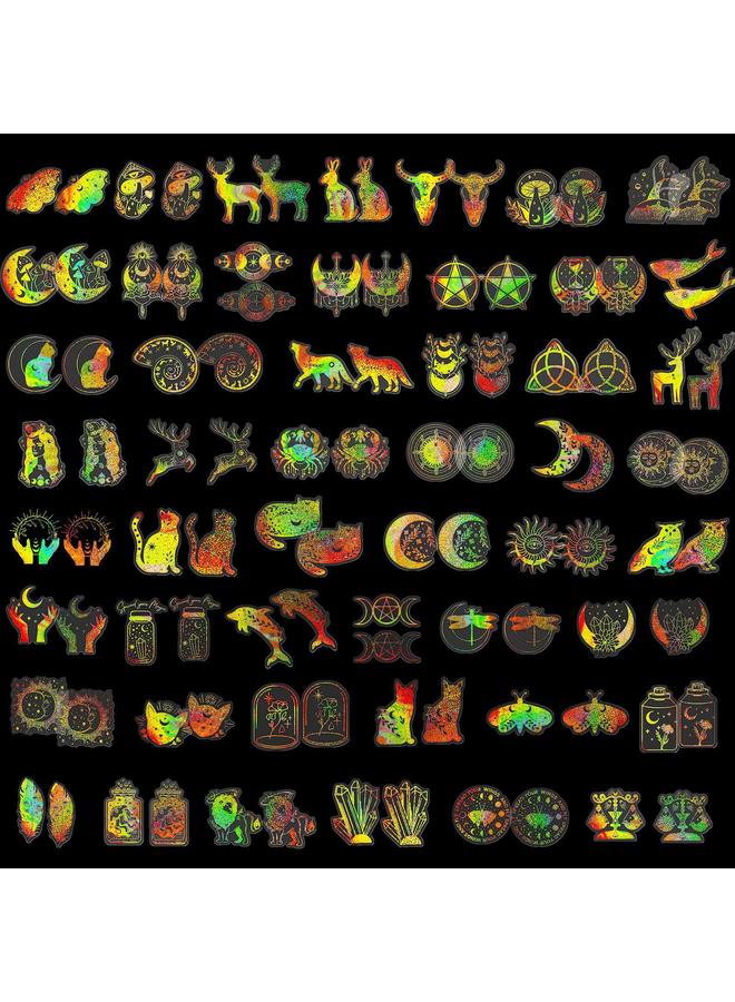 Bluejw Selling 100 Transparent Gold Laser Magic Series PET Stickers Laser Gold Flash Special-shaped Hand Account Material - Image 4