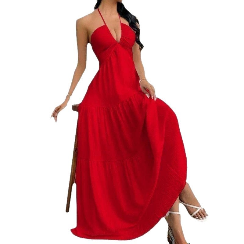 Women's Deep V Neck Twist Layered Maxi Dress - Image 5