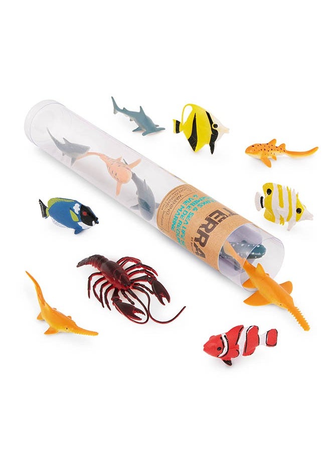 Terra by Battat 13 Pcs Ocean Animals Tube, Sharks & Sea Life Set-Ensemble De Requins & Vie Marine,  Realistic looking Mini 5-12 cm Plastic Animal Figure Toys for kids 3+ Years  - Image 4