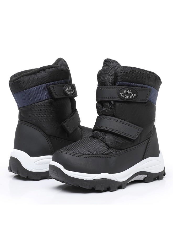 Ahannie Boys Snow Boots Toddler Kids Winter Boots Water Resistant Hook Loop Cold Weather Shoes (Toddler/Little Kid)(Black/Navy-7) - Image 5