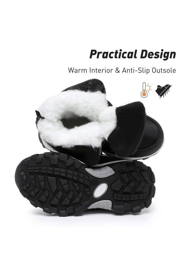 Ahannie Boys Snow Boots Toddler Kids Winter Boots Water Resistant Hook Loop Cold Weather Shoes (Toddler/Little Kid)(Black/Navy-7) - Image 3
