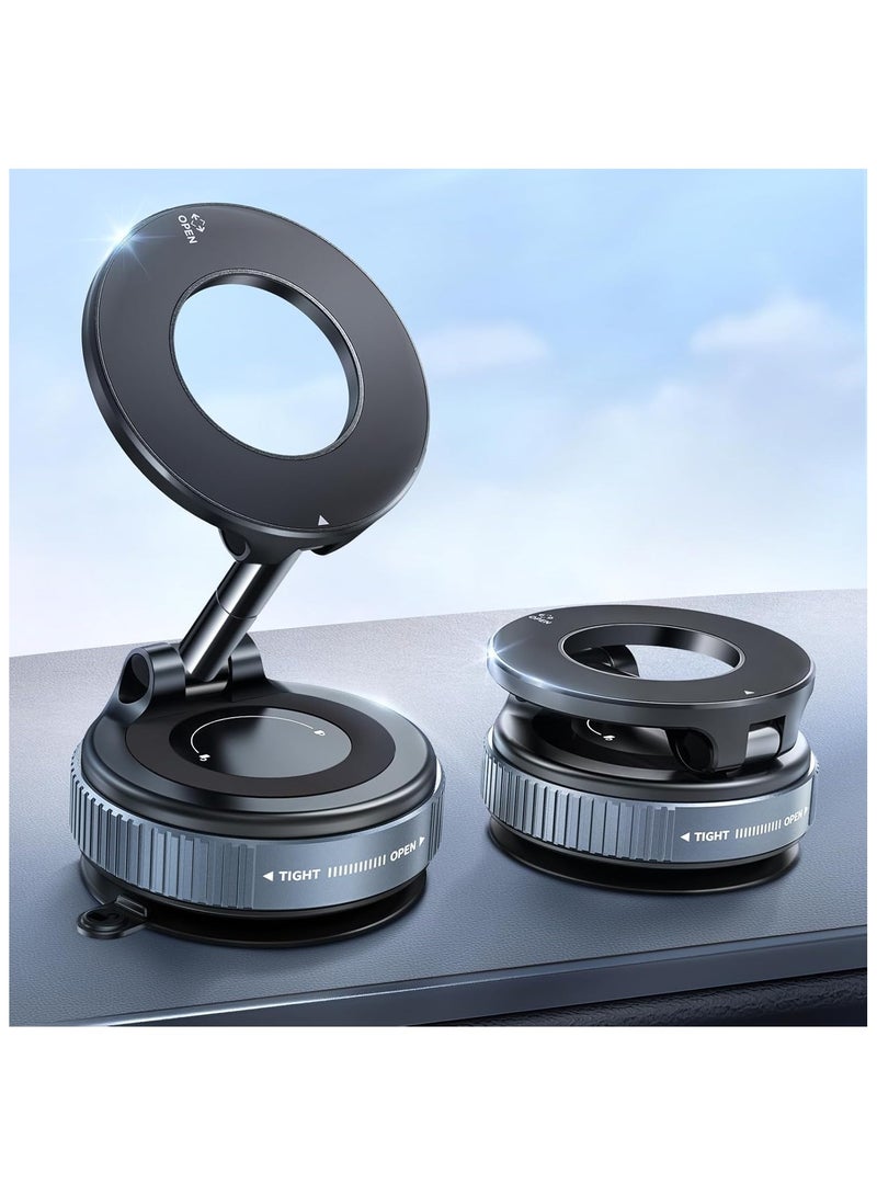 Vacuum Magnetic Suction Cup Phone Mount 360° Rotation Base HandsFree Adjustable Magnetic Car Phone Holder Magnetic Phone Holder Suitable for Car/Gym/Mirror/Smooth Surface  - Image 1