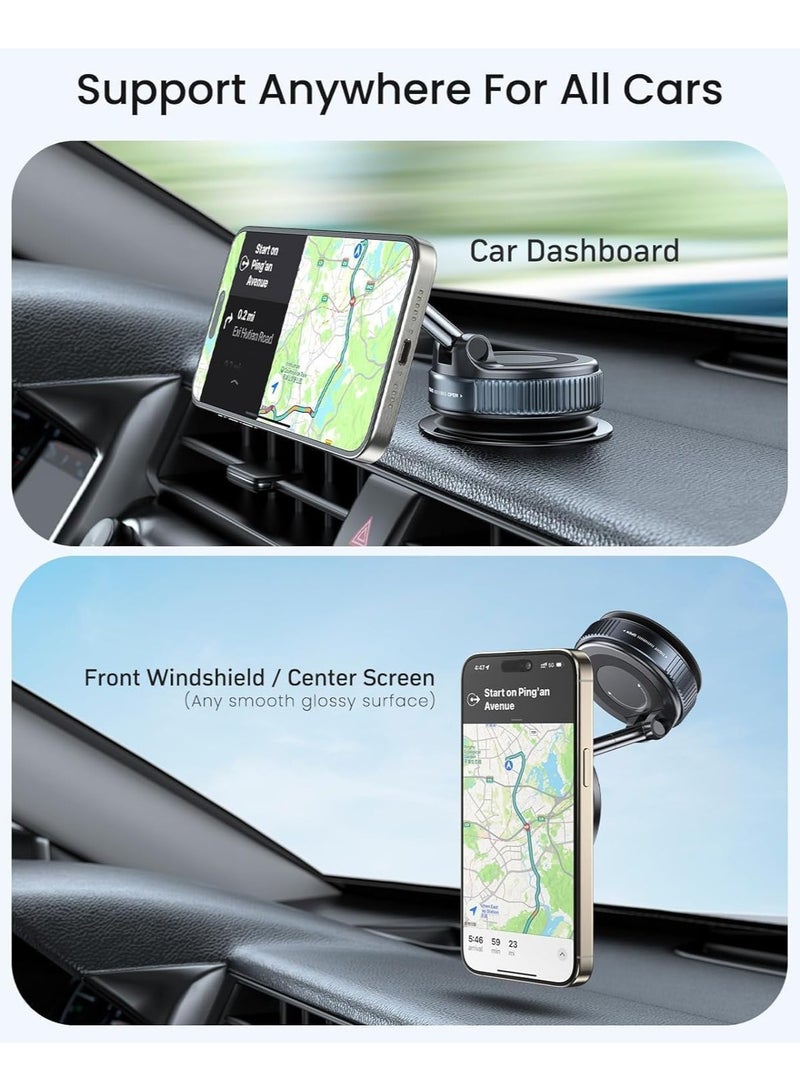 Vacuum Magnetic Suction Cup Phone Mount 360° Rotation Base HandsFree Adjustable Magnetic Car Phone Holder Magnetic Phone Holder Suitable for Car/Gym/Mirror/Smooth Surface  - Image 5