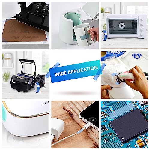 HTVRONT Heat Tape for Sublimation, 4 Rolls 10mm x33m 108ft Heat Resistant Tape for Heat Press, Heat Transfer Tape Thermal Tape for Electronics & Heat Vinyl Press Tape No Residue(Blue) - Image 2