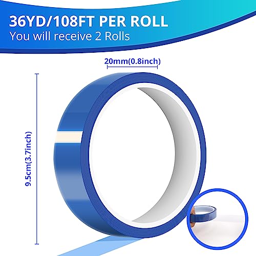 HTVRONT Heat Tape for Sublimation, 4 Rolls 10mm x33m 108ft Heat Resistant Tape for Heat Press, Heat Transfer Tape Thermal Tape for Electronics & Heat Vinyl Press Tape No Residue(Blue) - Image 3
