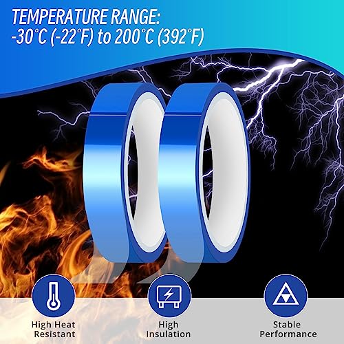HTVRONT Heat Tape for Sublimation, 4 Rolls 10mm x33m 108ft Heat Resistant Tape for Heat Press, Heat Transfer Tape Thermal Tape for Electronics & Heat Vinyl Press Tape No Residue(Blue) - Image 4