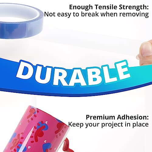 HTVRONT Heat Tape for Sublimation, 4 Rolls 10mm x33m 108ft Heat Resistant Tape for Heat Press, Heat Transfer Tape Thermal Tape for Electronics & Heat Vinyl Press Tape No Residue(Blue) - Image 5