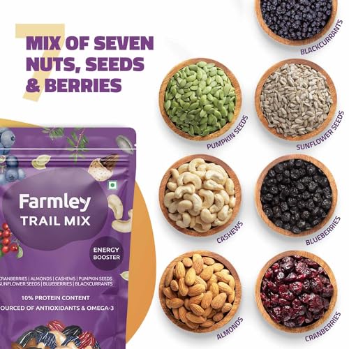 Farmley Trail Mix,160g each | 7 Superfood in 1 Mixes | Dry Fruits Contains Almonds, Cashews, Blueberries, Cranberry Slices,Blackcurrant, Pumpkin & Sunflower Seeds - Pack of 2 - Image 4