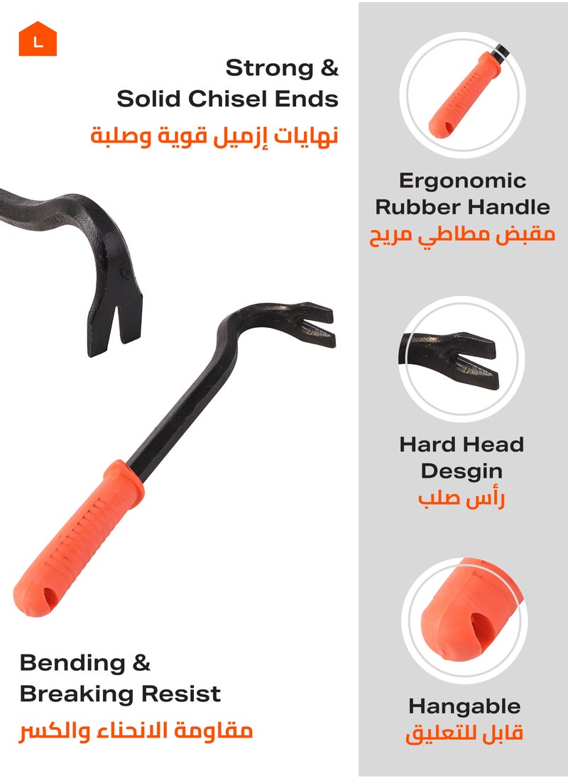 LAWAZIM Crowbar with Rubber Handle - 30cm - Sturdy High Carbon Pry Bar Wrecking with Textured Ergonomic Handle- for Renovations, Demolition, Flooring Nail Puller Removal, Levering, Lifting, Splitting  - Image 3