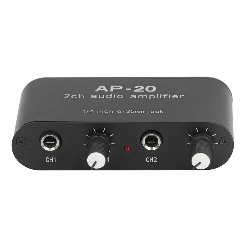 Independent Dual Channel Sound Preamplifier 0 To 20 Db Gain Audio Amp For Mic And Instrument 6 35mm Balanced Input Dc 5v To 12v Powered With Led Indicator For Studio Live Black - Image 4