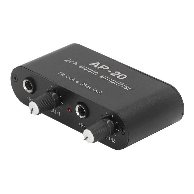 Independent Dual Channel Sound Preamplifier 0 To 20 Db Gain Audio Amp For Mic And Instrument 6 35mm Balanced Input Dc 5v To 12v Powered With Led Indicator For Studio Live Black - Image 5