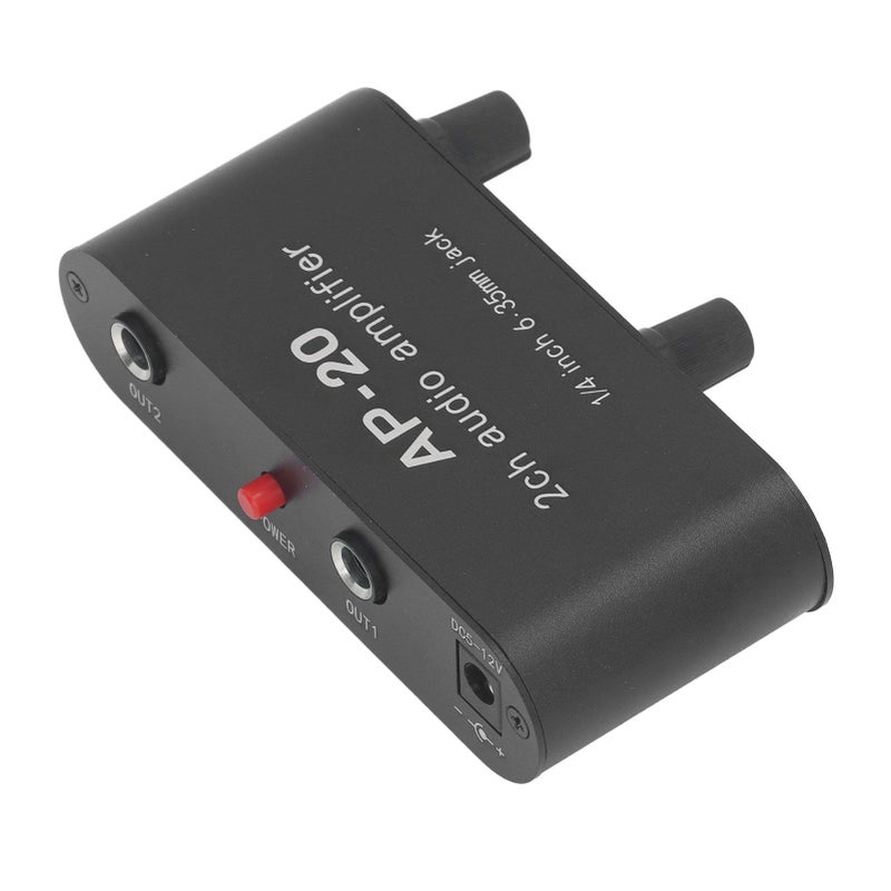 Independent Dual Channel Sound Preamplifier 0 To 20 Db Gain Audio Amp For Mic And Instrument 6 35mm Balanced Input Dc 5v To 12v Powered With Led Indicator For Studio Live Black - Image 3