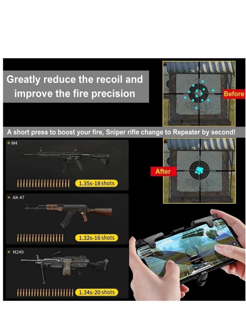 DMG PUBG Mobile Gaming Controller, 16 Shots Per Second Shooting Triggers Game Controllers, PUBG/Fortnite/Cod Gamepad and L1/R1 Game Joystick, Automatic Click, Compatible with Android and iOS