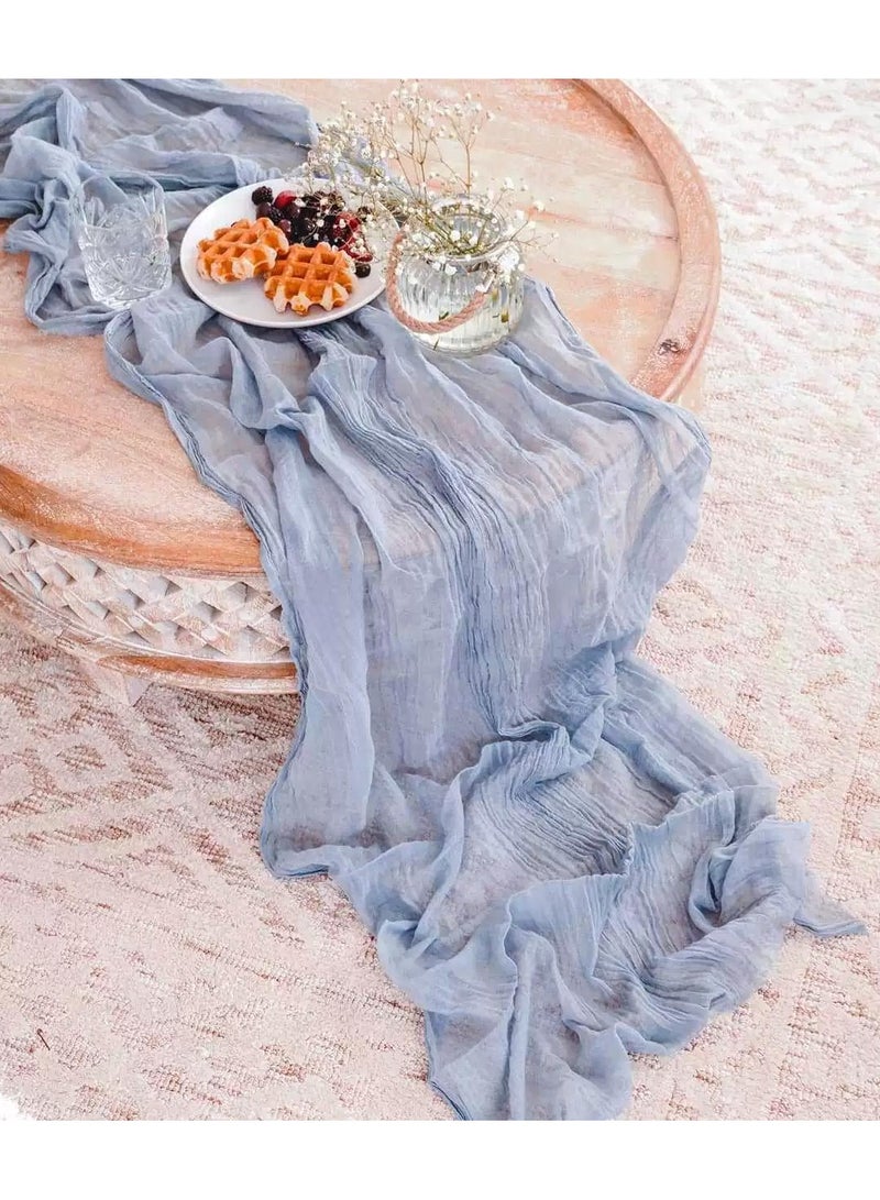 ثمانية فيبيهاوس مفرش طاولة من الشاش المجعد مفرش مائدة شفاف مفرش طاولة شيساني مفرش طاولة أغطية طولية للمائدة مفرش مائدة شفاف طويل عداء طاولة قماش الطاولة مفرش طاولة من القماش القطني بطول 3.0 أمتار،زفاف باللون البيج من الشاش البوهيمي مقاس فرشة طاولة 90 × 340 سم، ديكور طاولة شفاف ريفي قماش طاوله قطعة مركزية للطاولة مائدة شفاف مفرش طاولة شيساني مفارش طاولات - Image 1