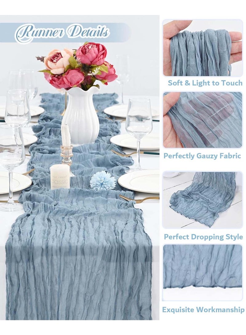 ثمانية فيبيهاوس مفرش طاولة من الشاش المجعد مفرش مائدة شفاف مفرش طاولة شيساني مفرش طاولة أغطية طولية للمائدة مفرش مائدة شفاف طويل عداء طاولة قماش الطاولة مفرش طاولة من القماش القطني بطول 3.0 أمتار،زفاف باللون البيج من الشاش البوهيمي مقاس فرشة طاولة 90 × 340 سم، ديكور طاولة شفاف ريفي قماش طاوله قطعة مركزية للطاولة مائدة شفاف مفرش طاولة شيساني مفارش طاولات - Image 3