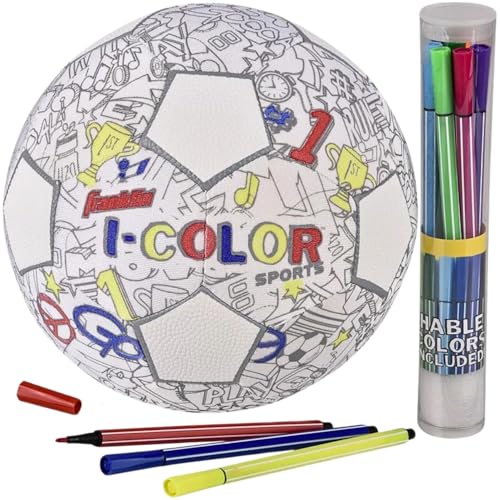 Franklin Sports Kids Mini Soccer Ball - iColor Kids Toy- Youth Soccer Ball - Boy + Girls Toy Ball - Custom Color + Markers Included - Image 1