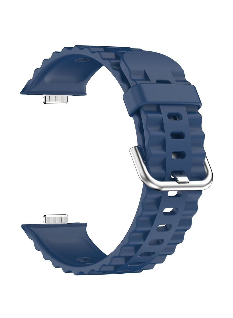 DKNG For Huawei Watch Fit4 Pro/Fit4/Fit3 Silicone Wave Sport Band for Men/Women Blue/Black  - Image 3