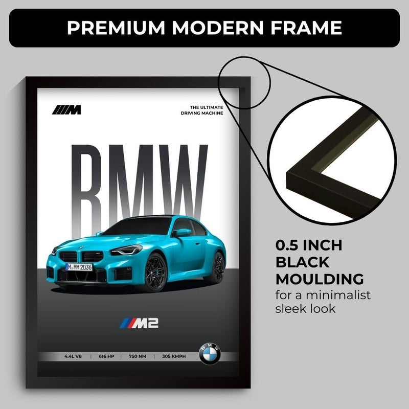 Funk You Store BMW M2 Poster | Framed BMW A4 Sized (31 x 23 cm) | Supercar Posters for Wall, Gift for Boys, M2 Car Frames | Car Poster for Wall, Bedroom, Hostel, Study Room - Image 3