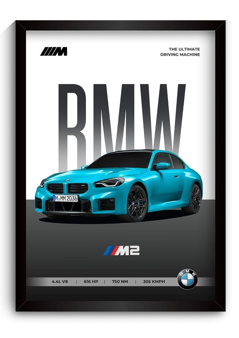 Funk You Store BMW M2 Poster | Framed BMW A4 Sized (31 x 23 cm) | Supercar Posters for Wall, Gift for Boys, M2 Car Frames | Car Poster for Wall, Bedroom, Hostel, Study Room - Image 1