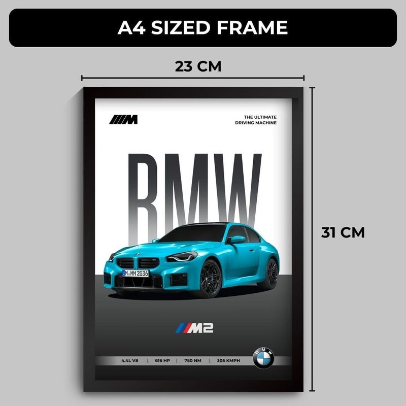 Funk You Store BMW M2 Poster | Framed BMW A4 Sized (31 x 23 cm) | Supercar Posters for Wall, Gift for Boys, M2 Car Frames | Car Poster for Wall, Bedroom, Hostel, Study Room - Image 2