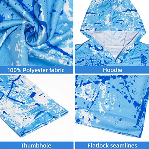 WELIGU Men's UPF 50+ Sun Protection Hoodie Shirt Long Sleeve SPF Fishing Outdoor UV Hiking Shirts Lightweight Ocean Blue Medium - Image 3