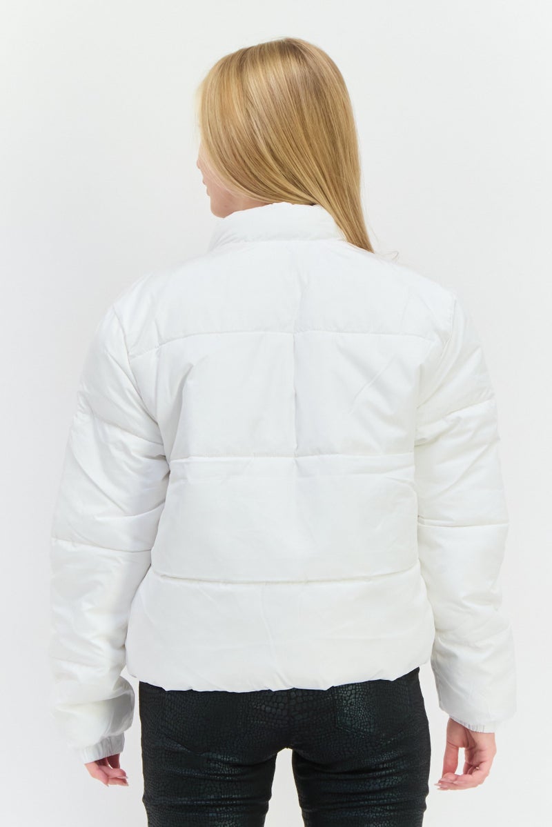 Lyle & Scott Women Embroidered Logo Puffer Jacket, White - Image 4