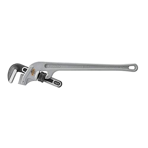 RIDGID 90127 E-924 24" Aluminum End Pipe Wrench with 3" Pipe Capacity, 40% Lighter Aluminum End Plumbing Wrench with Angled Handle - Image 3