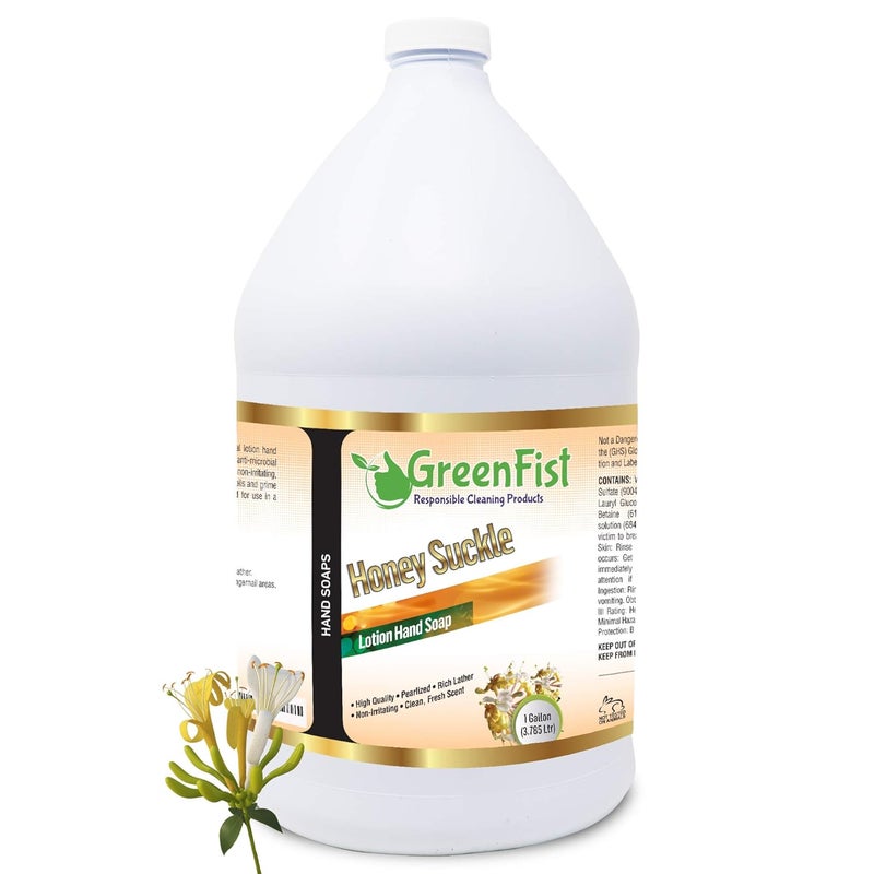 GreenFist Lotionized Hand Soap  Liquid Gel Refill  Made in USA 128 Ounce 1 Gallon Honey Suckle
