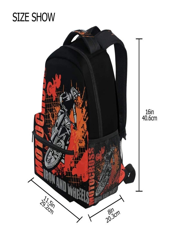 Giwawa Motorcycle Backpack Dirt Bike School Bookbag for Boys Girls Computer Backpacks Book Bag Travel Hiking Camping Daypack for Children's Gifts 16x11.4x6.9 inch - Image 3