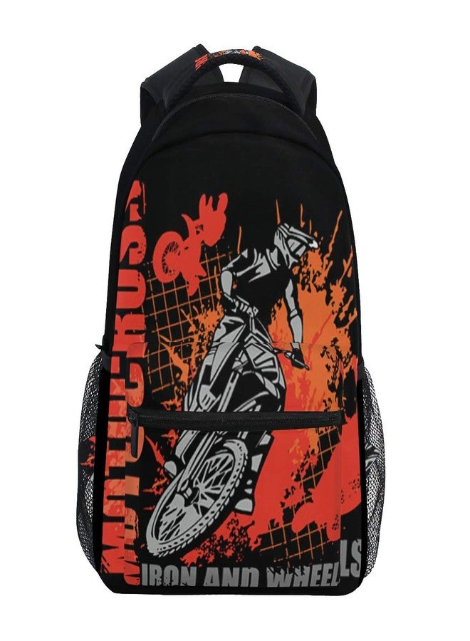 Giwawa Motorcycle Backpack Dirt Bike School Bookbag for Boys Girls Computer Backpacks Book Bag Travel Hiking Camping Daypack for Children's Gifts 16x11.4x6.9 inch - Image 1