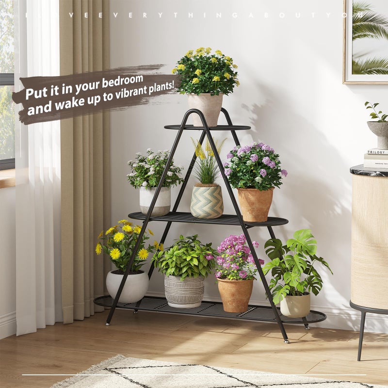 STDDRE Plant Stand Indoor Plant Shelf Outdoor Corner Tall Plant Rack 3-Tier Large Metal Plant Holder Heavy-Duty Flower Rack for Patio,Living Room,Garden Decor (Black) - Image 5