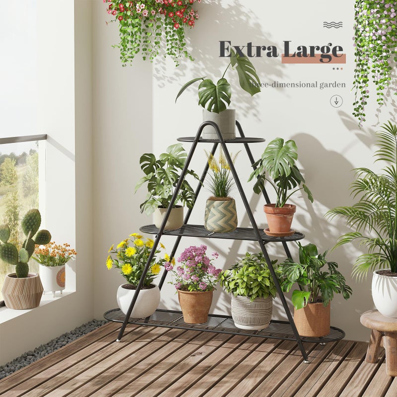 STDDRE Plant Stand Indoor Plant Shelf Outdoor Corner Tall Plant Rack 3-Tier Large Metal Plant Holder Heavy-Duty Flower Rack for Patio,Living Room,Garden Decor (Black) - Image 2
