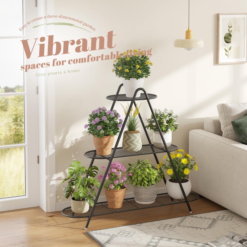 STDDRE Plant Stand Indoor Plant Shelf Outdoor Corner Tall Plant Rack 3-Tier Large Metal Plant Holder Heavy-Duty Flower Rack for Patio,Living Room,Garden Decor (Black) - Image 4