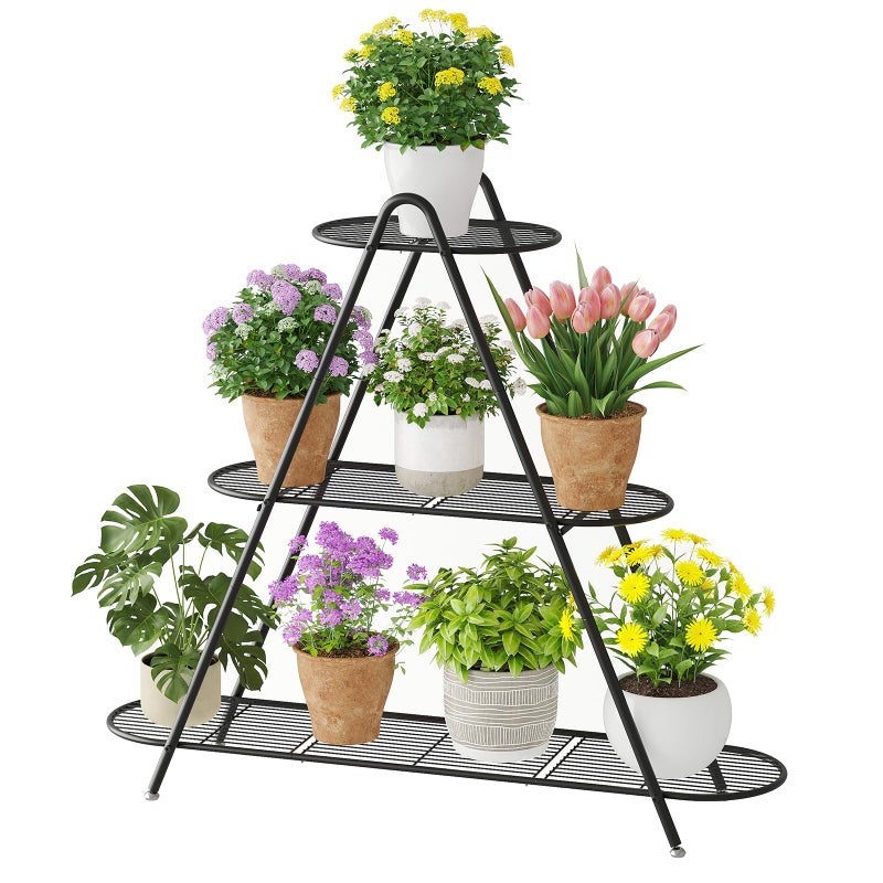 STDDRE Plant Stand Indoor Plant Shelf Outdoor Corner Tall Plant Rack 3-Tier Large Metal Plant Holder Heavy-Duty Flower Rack for Patio,Living Room,Garden Decor (Black) - Image 1