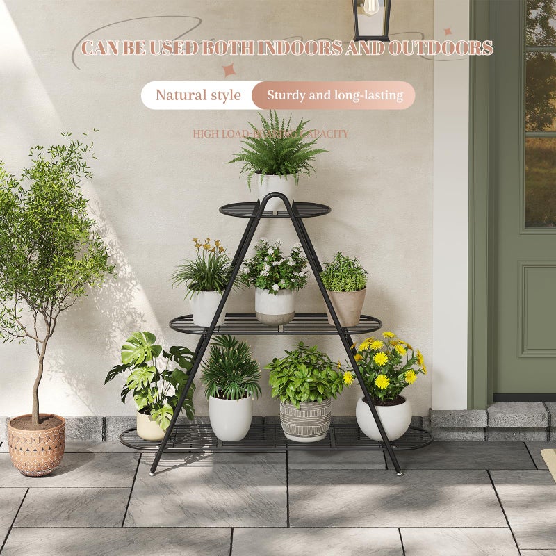 STDDRE Plant Stand Indoor Plant Shelf Outdoor Corner Tall Plant Rack 3-Tier Large Metal Plant Holder Heavy-Duty Flower Rack for Patio,Living Room,Garden Decor (Black) - Image 3