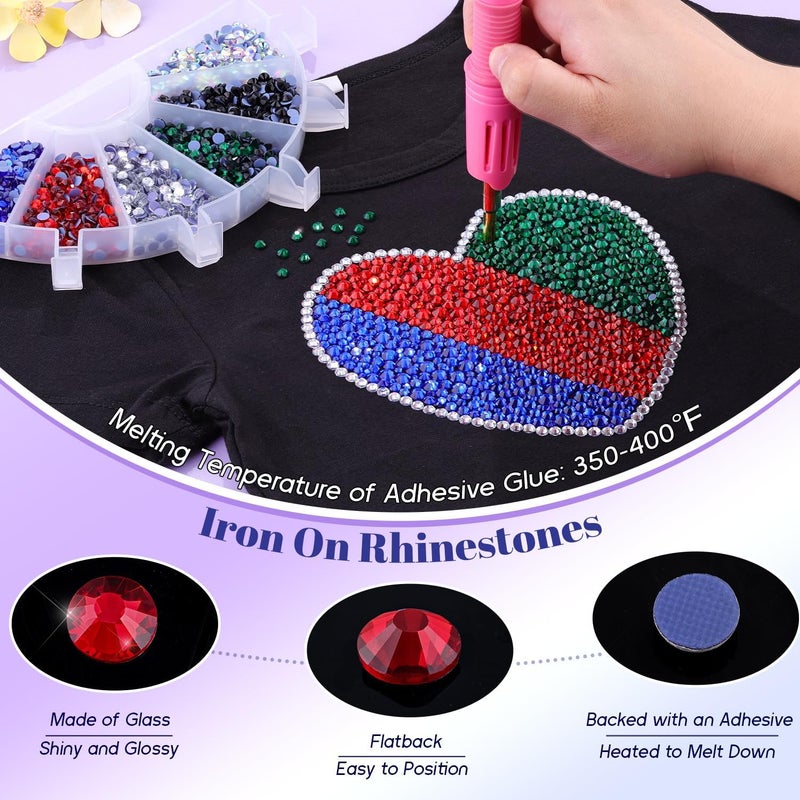 TINKRSTUFF 6800Pcs Hotfix Rhinestones for Clothing, Dark Siam 2-5mm Mixed Sizes Iron On Flatback Glass Gems, Bedazzling Crystals Rhinestones for Crafting Hats Shoes Fabric Decor Nail Art - Image 3