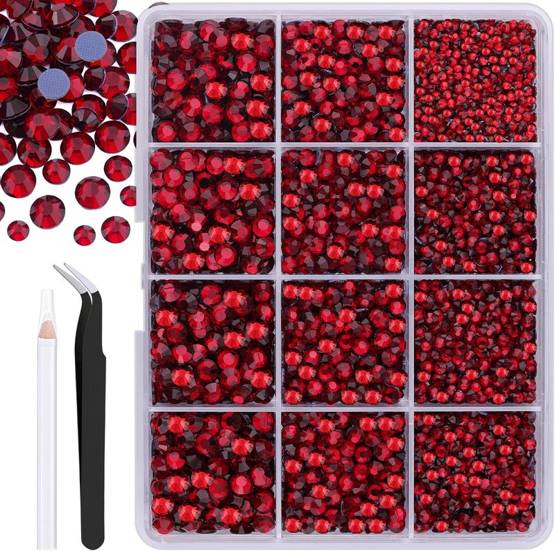 TINKRSTUFF 6800Pcs Hotfix Rhinestones for Clothing, Dark Siam 2-5mm Mixed Sizes Iron On Flatback Glass Gems, Bedazzling Crystals Rhinestones for Crafting Hats Shoes Fabric Decor Nail Art - Image 1