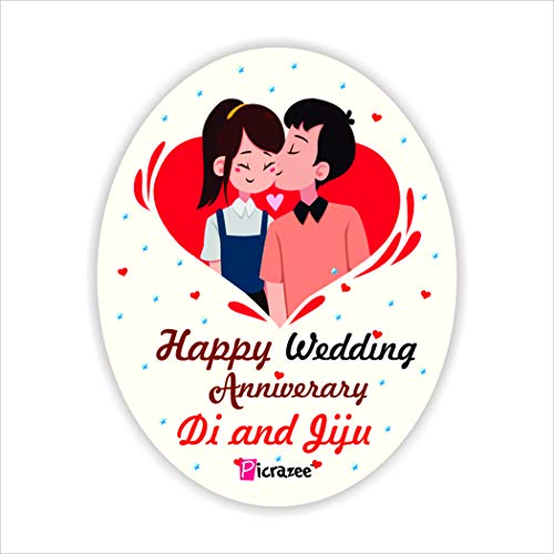 Picrazee "World’s Best Couple" Anniversary Gift for Didi Jijaji | Sister & Jiju | Di-Jiju (12” x 12” Cushion with Filler, Coffee Mug & Fridge Magnet)(Multicolour) - Image 4