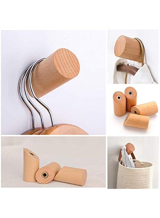 Arabest Wood Wall Hooks, 4 Pack Coat Hooks Mounted Rustic Wooden Heavy Duty Robe Hook Hat Rack | for Hanging Bathroom Towels Clothes Hanger (Beech Wood) - Image 3