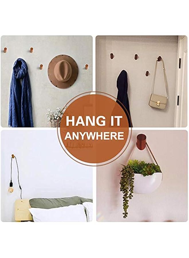 Arabest Wood Wall Hooks, 4 Pack Coat Hooks Mounted Rustic Wooden Heavy Duty Robe Hook Hat Rack | for Hanging Bathroom Towels Clothes Hanger (Beech Wood) - Image 5