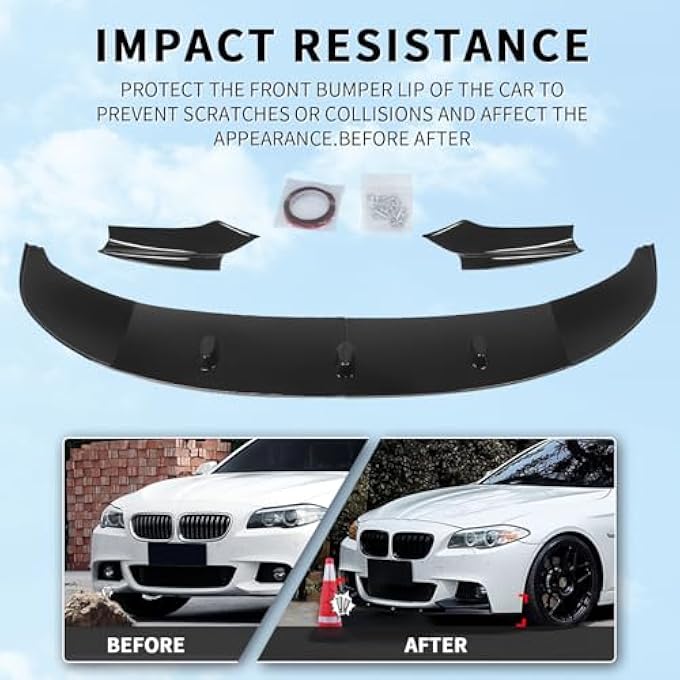 ARCHAIC Front Bumper Lip Spoiler for BMW 2011-2016 5 Series F10, Chin Air Spoiler for 520i/528i/535i/550i M Sport, Glossy Black - Image 4