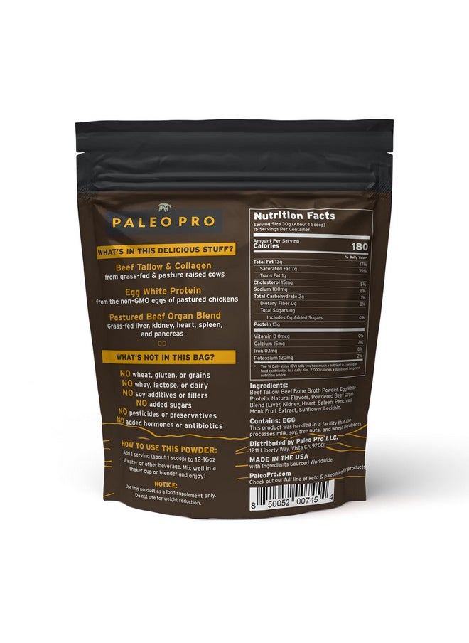 Paleo Pro - PaleoPro Carnivore Complete (Aztec Vanilla) Pastured & Cage-Free Protein, Grass-Fed Beef Tallow, Beef Organs | No Sugar, Soy, Grains or Net Carbs | Gluten Free. Paleo & Keto Macros (15 Servings) - Image 1
